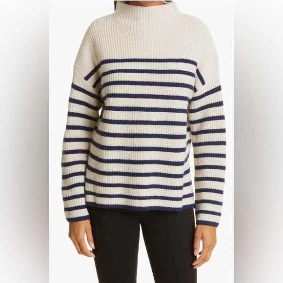 Rails Claudia cream & navy stripe wool blend sweater - Picture 1 of 9